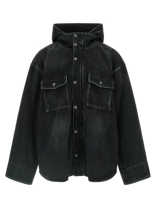 Black Cotton Denim Jacket Clothing