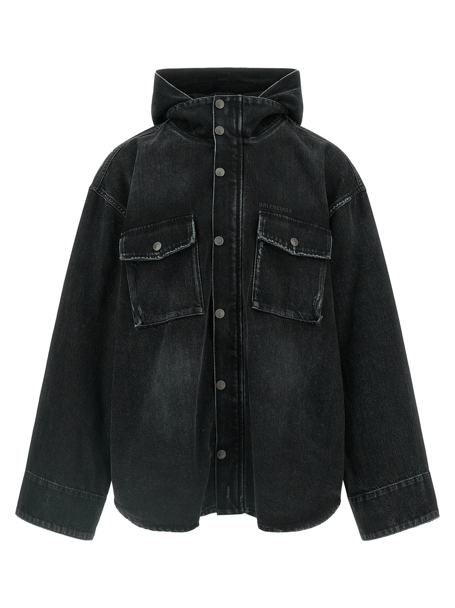 Black Cotton Denim Jacket Clothing
