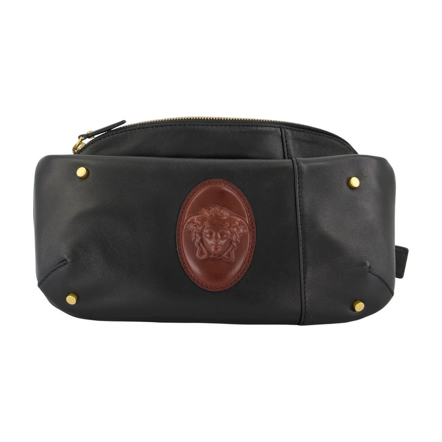 Versace Lambskin leather belt bag in black