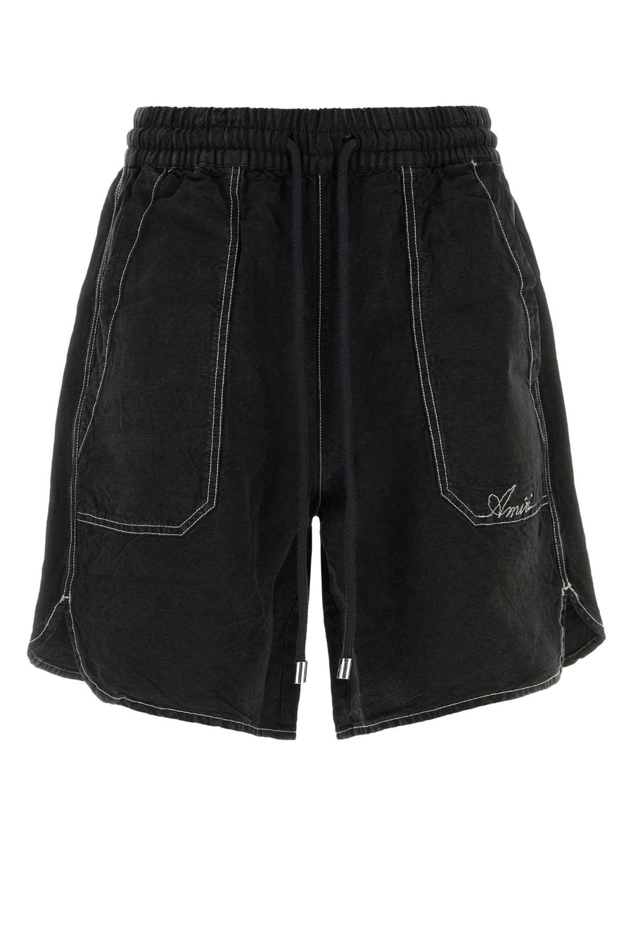 Black Linen Blend Bermuda Shorts Exterior: Lyocell