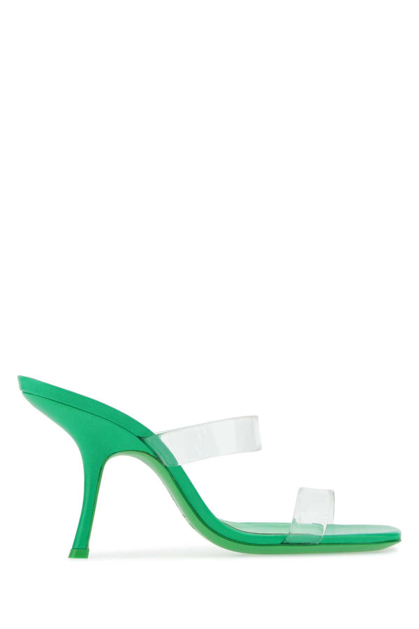 By Far Exterior: 100% Rubber heel mule in green