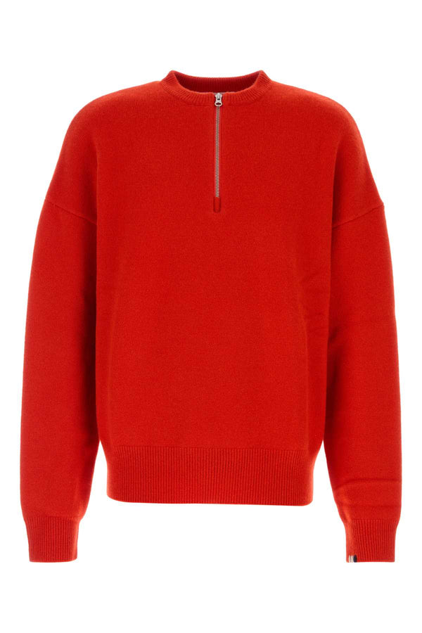 Red Stretch Cashmere Blend Nâ°496 Oversize Sweater Tomato Maglieria