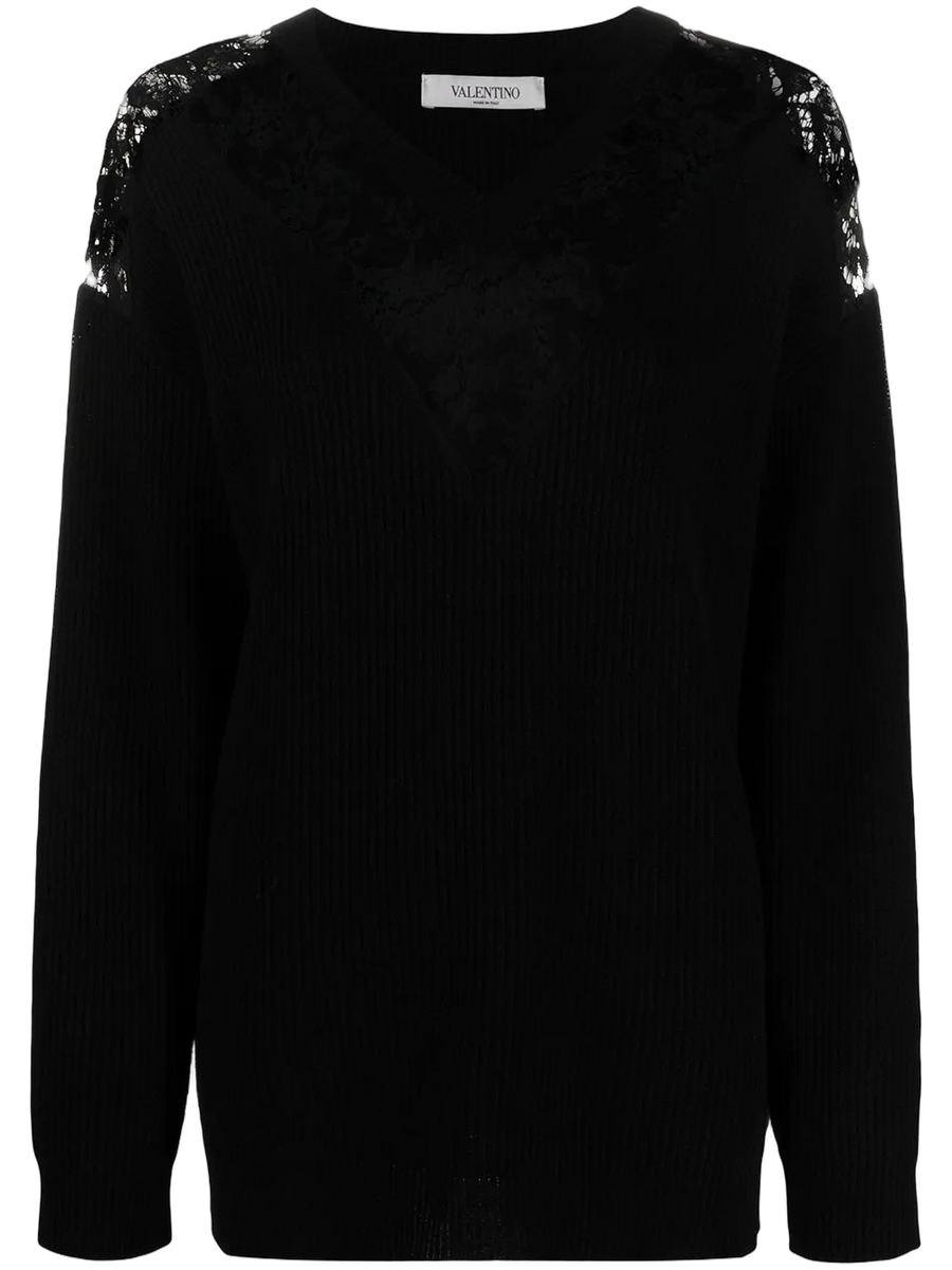 Valentino Virgin wool-cashmere blend sweater in black