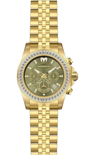 Technomarine Stainless steel case and bracelet; mineral crystal watch in gold