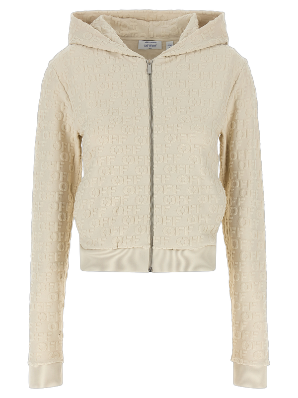 Off-White 100% cotton hoodie in beige