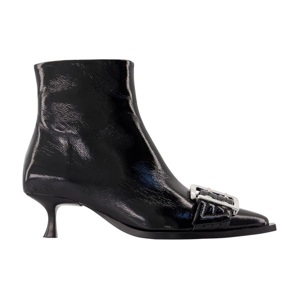 Ganni cotton ankle boot in black