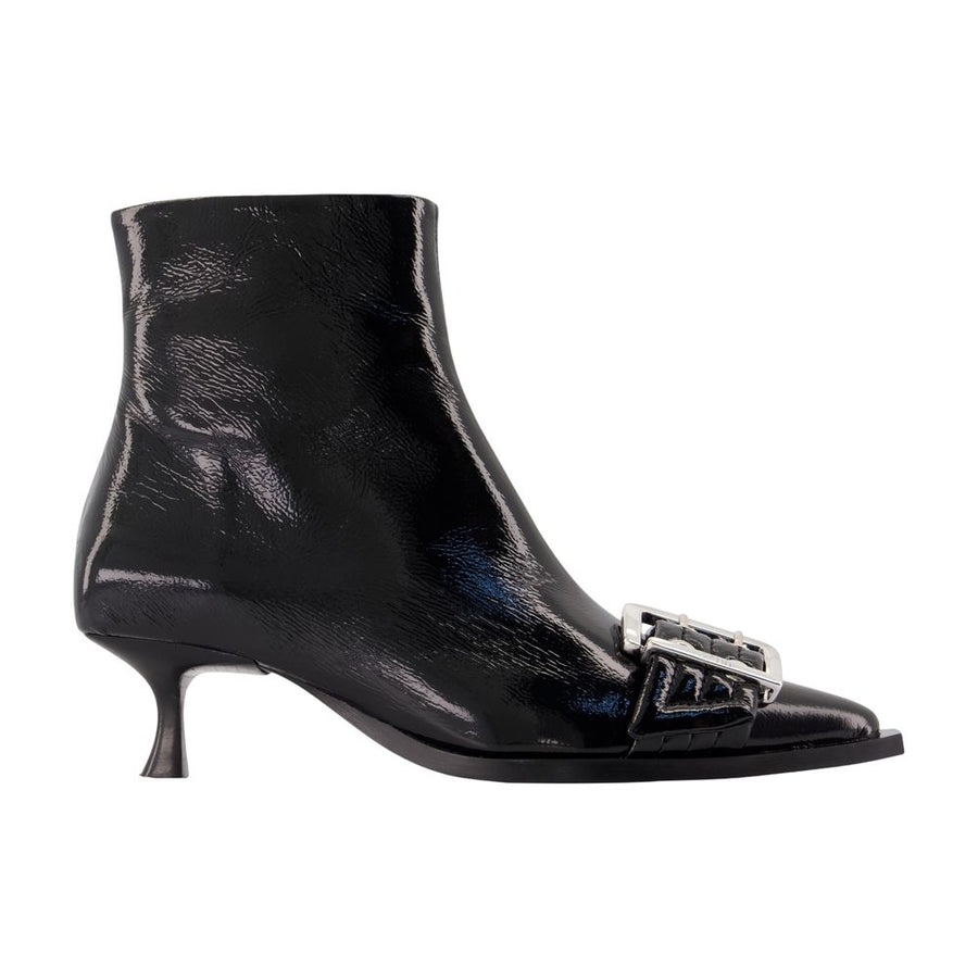 Ganni cotton ankle boot in black
