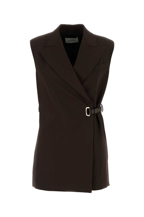 Brown Stretch Viscose Gettone Vest Cioccolato Giacche E Gilet