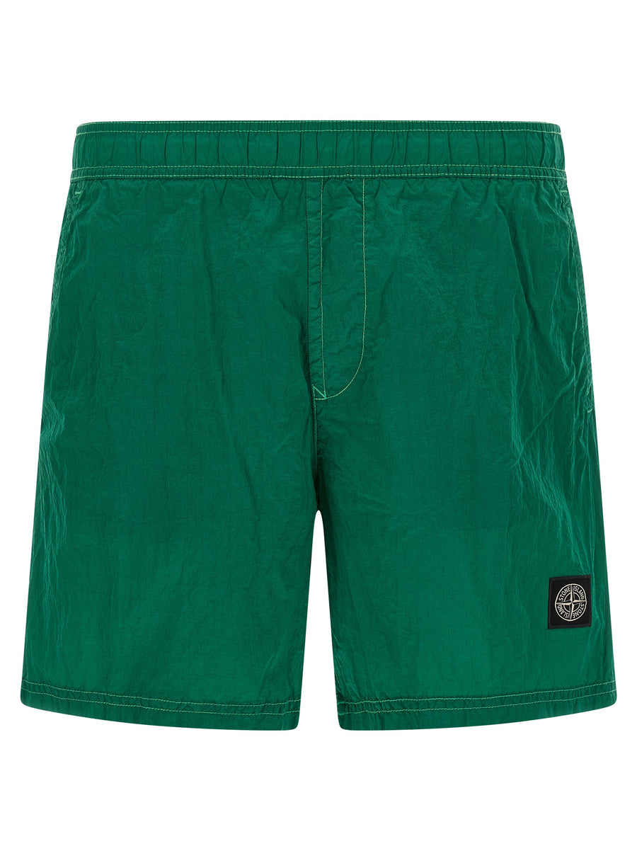 Stone Island 100% polyamide fibers swim shorts in green
