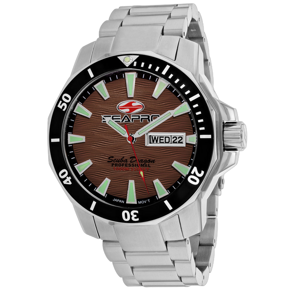 Seapro Stainless steel case watch in brown