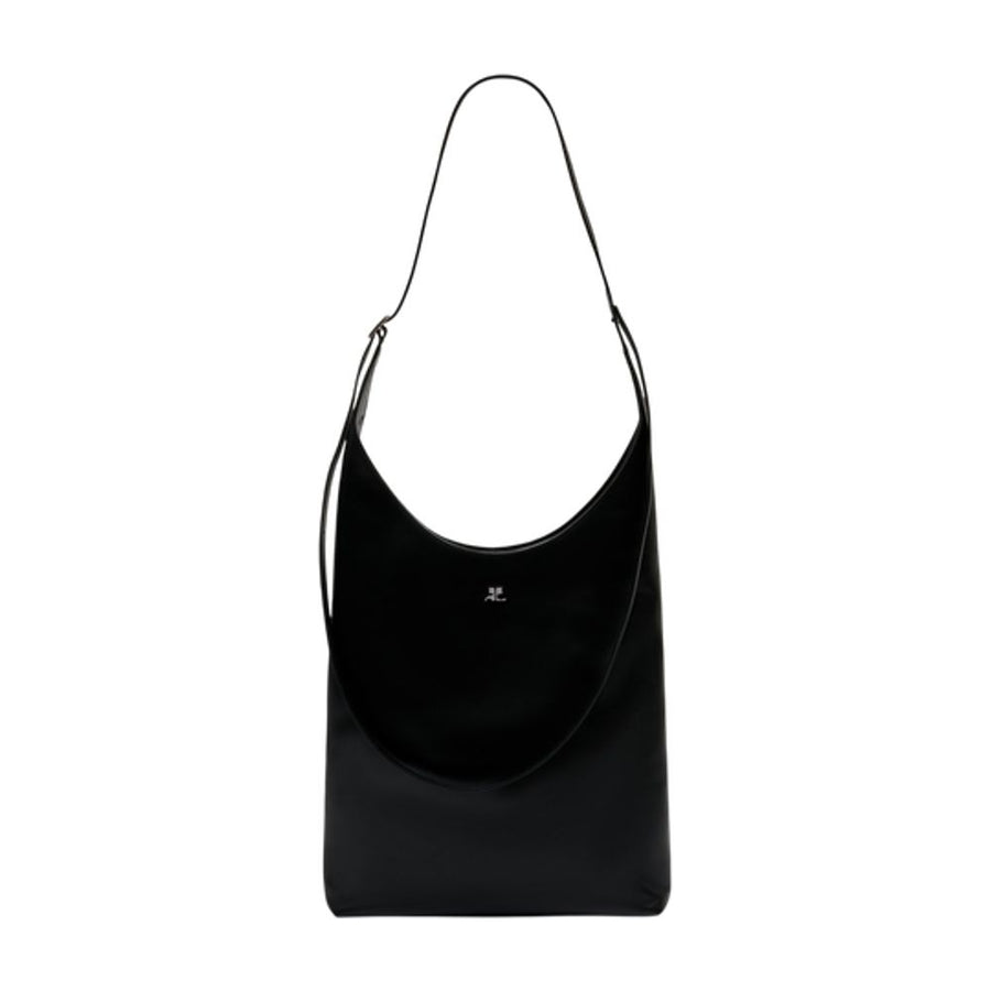 Courreges Calfskin shoulder bag in black