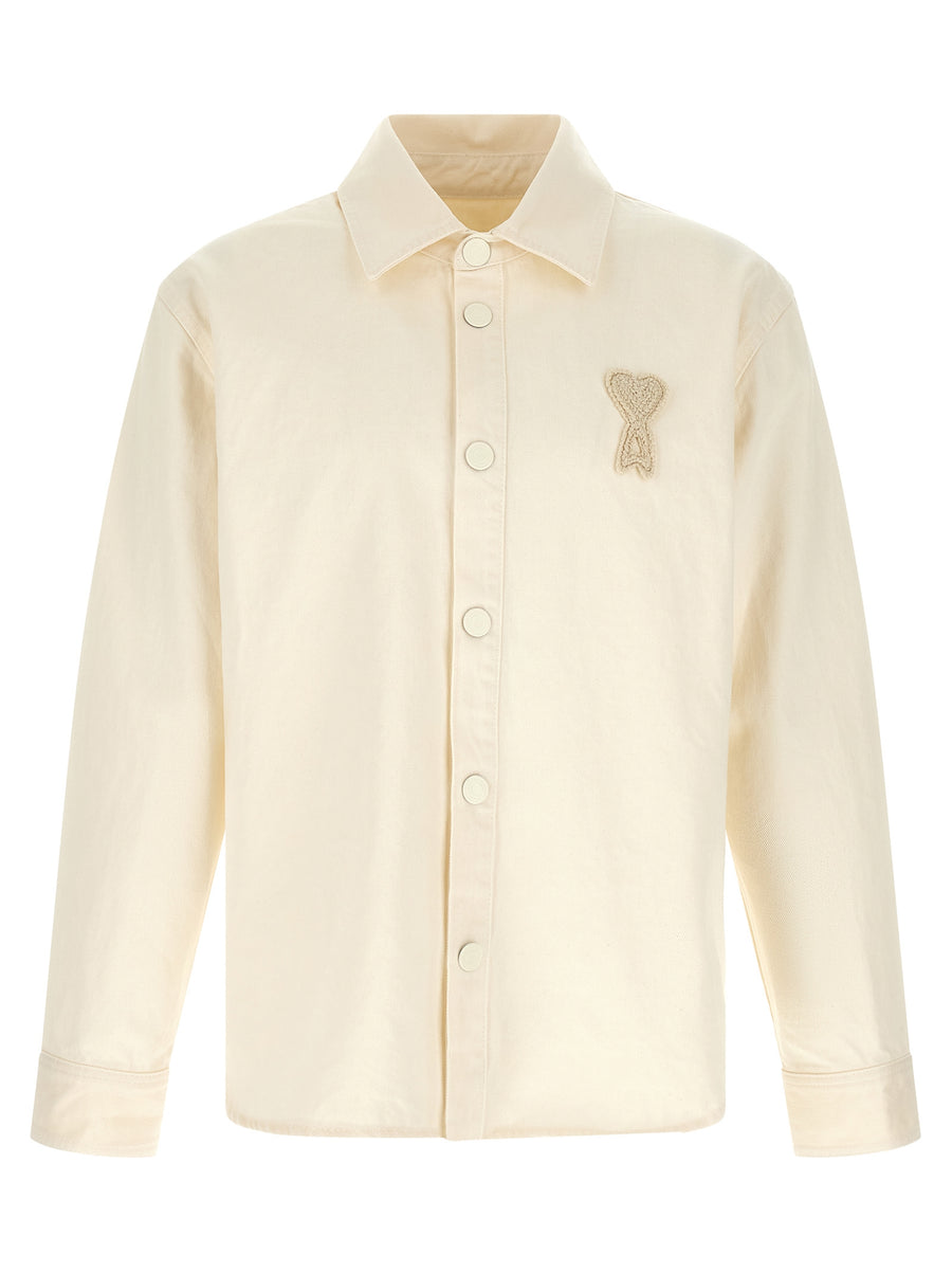 AMI Paris 100% cotton overshirt in beige