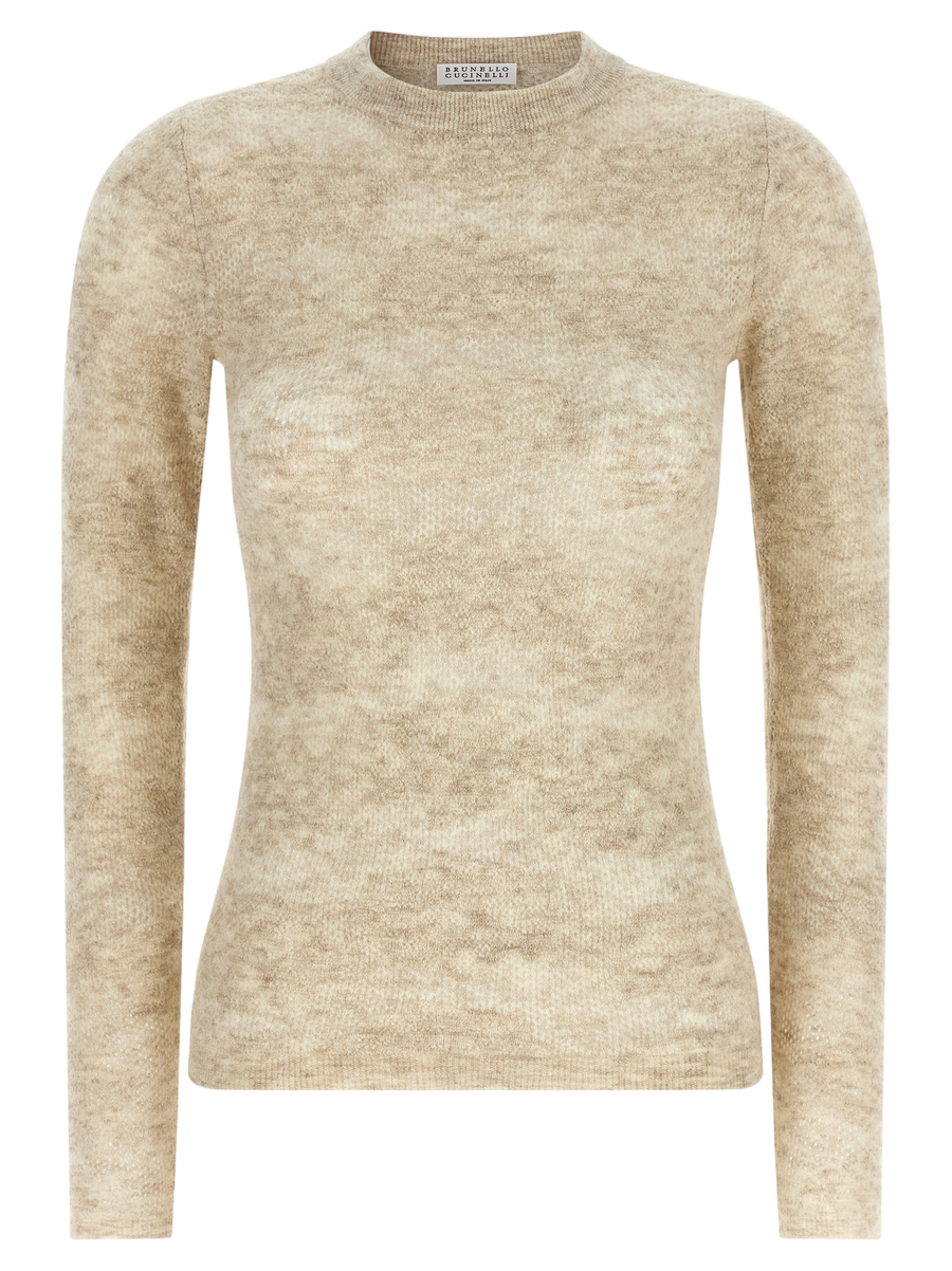 Brunello Cucinelli Silk and alpaca blend sweater in beige