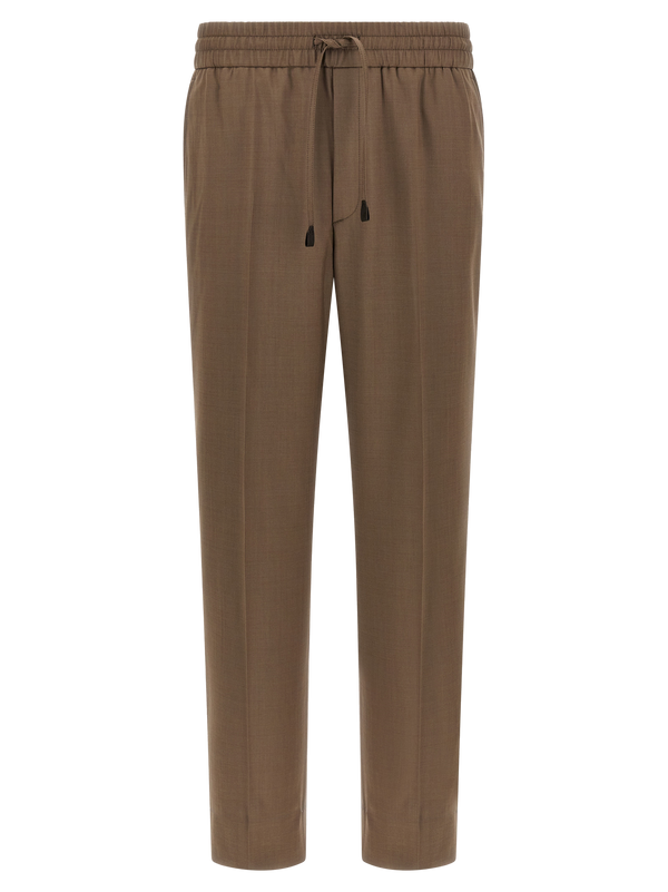 Brown Wool Casual Pants