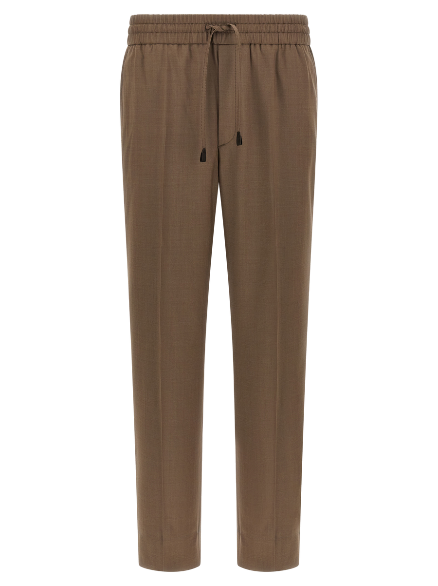Brown Wool Casual Pants