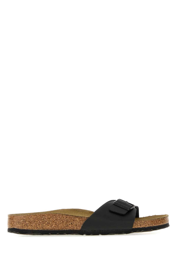 Black Leather Madrid Slippers