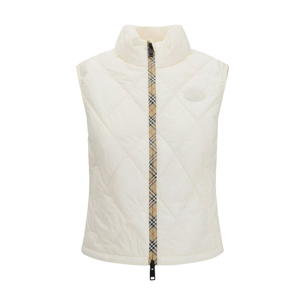 White Polyester Sleeveless Jacket Clothing