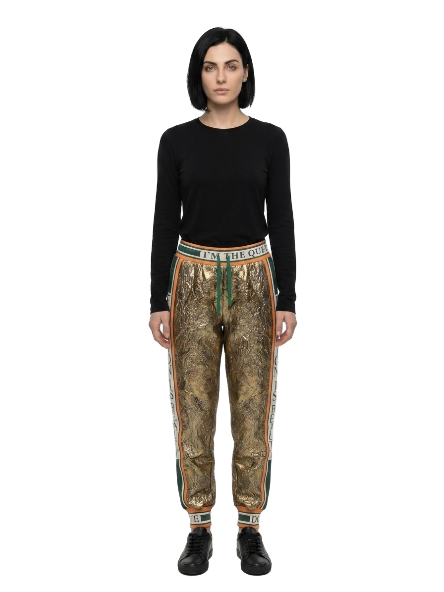 Gold Metallic Fibre Casual Pants
