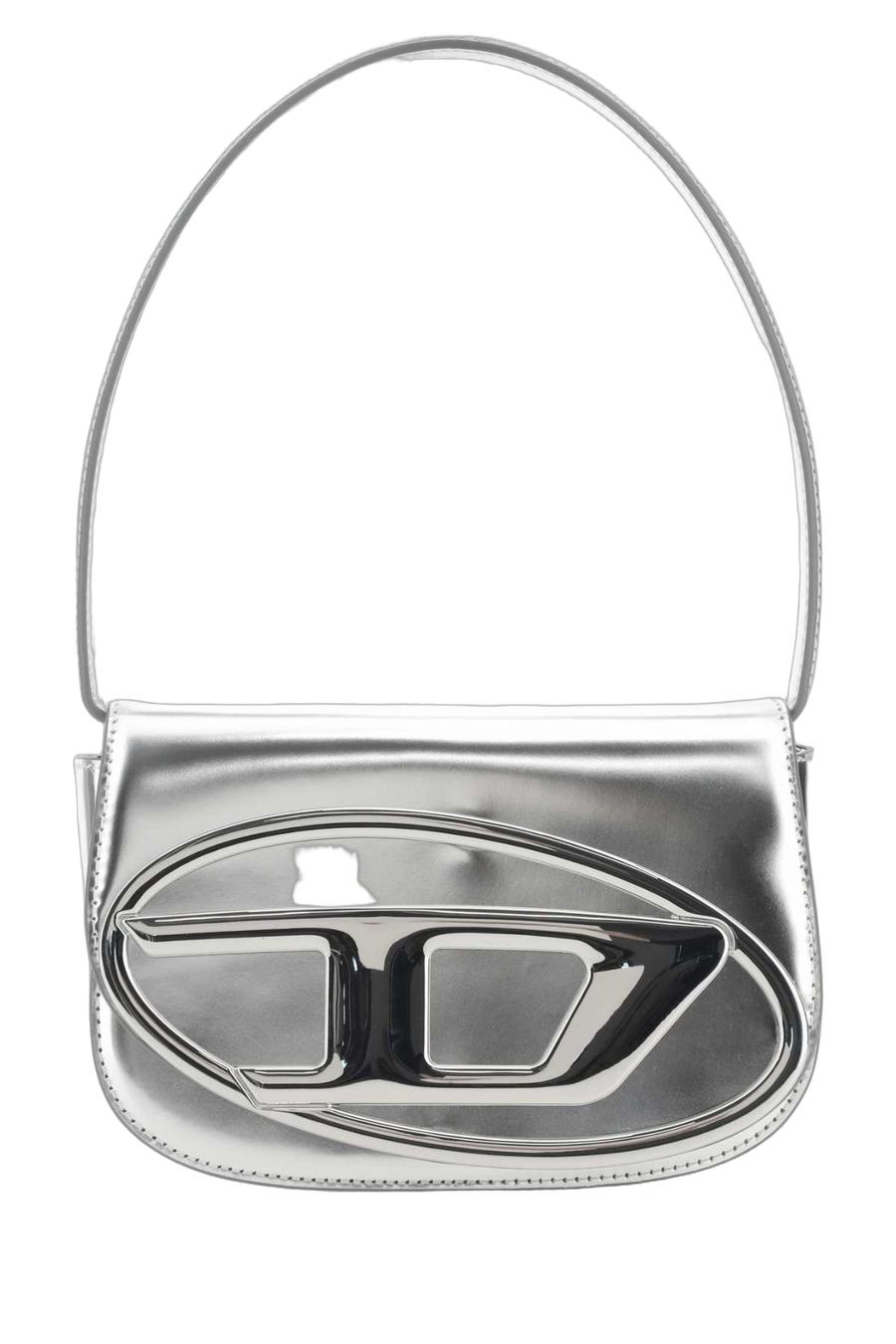 Diesel Exterior: 100% Bovine leather shoulder bag in silver