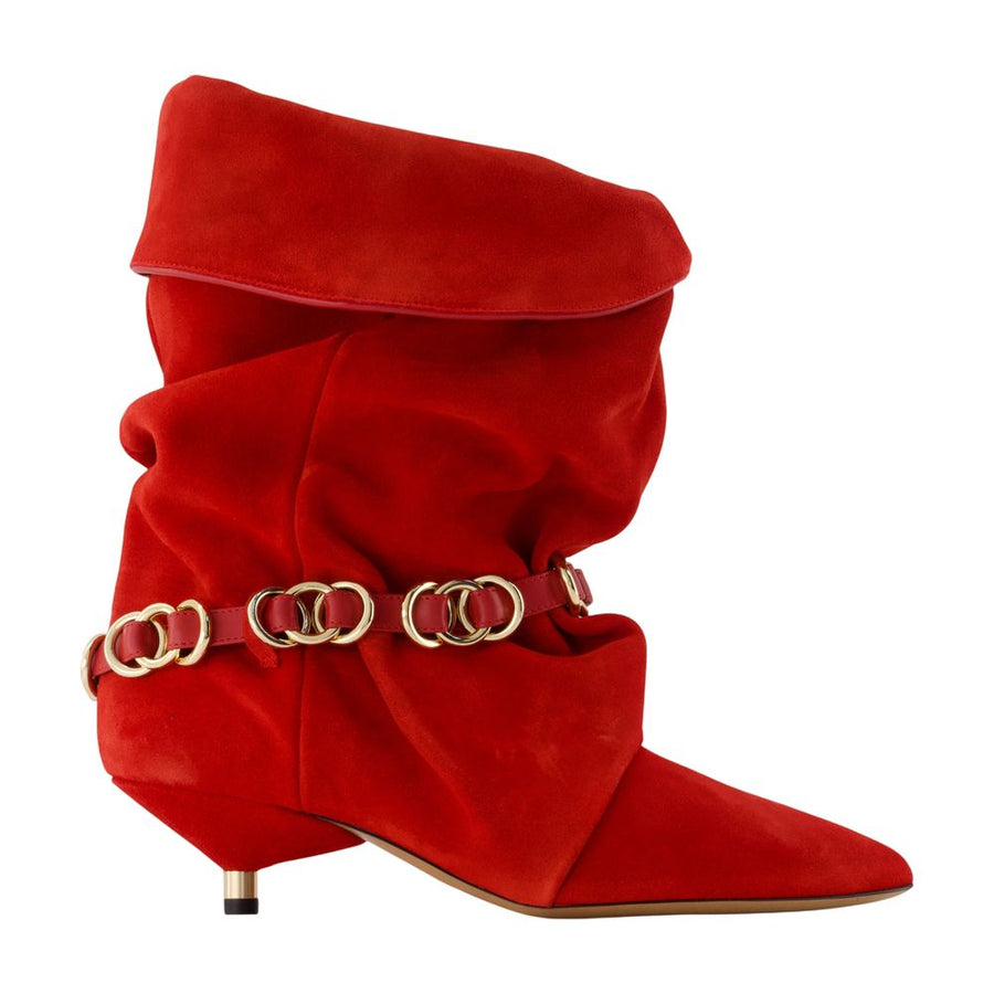 Edrik Rings Ankle Boots - Isabel Marant Leather Red Calfskin Shoes / Ankle-boots