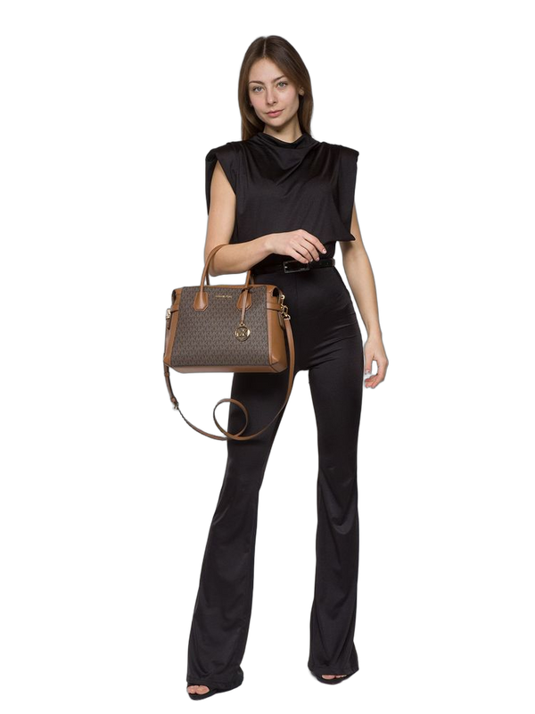 Michael Kors 49% Coated Canvas top handle bag in brown