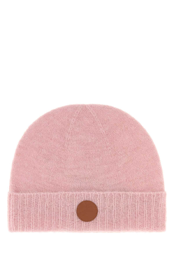 Pink Alpaca Blend Fluffy Beanie Hat Aw26powderpink Exterior: Nylon Wool Cappelli