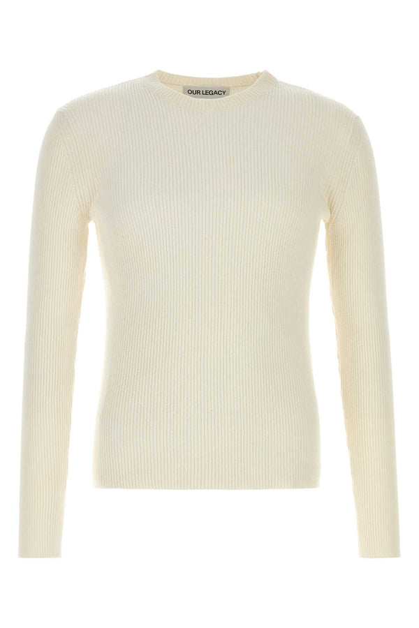 Ivory Silk Sweater Neutral White Refined Exterior: Maglieria