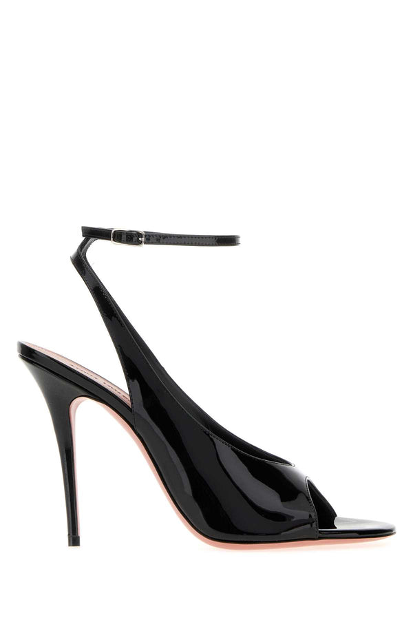 Amina Muaddi Blacksilver Exterior: 100% Leather heel in black