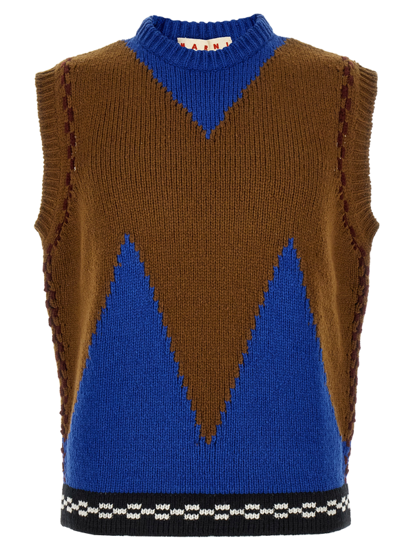 Marni 100% wool vest in multicolor