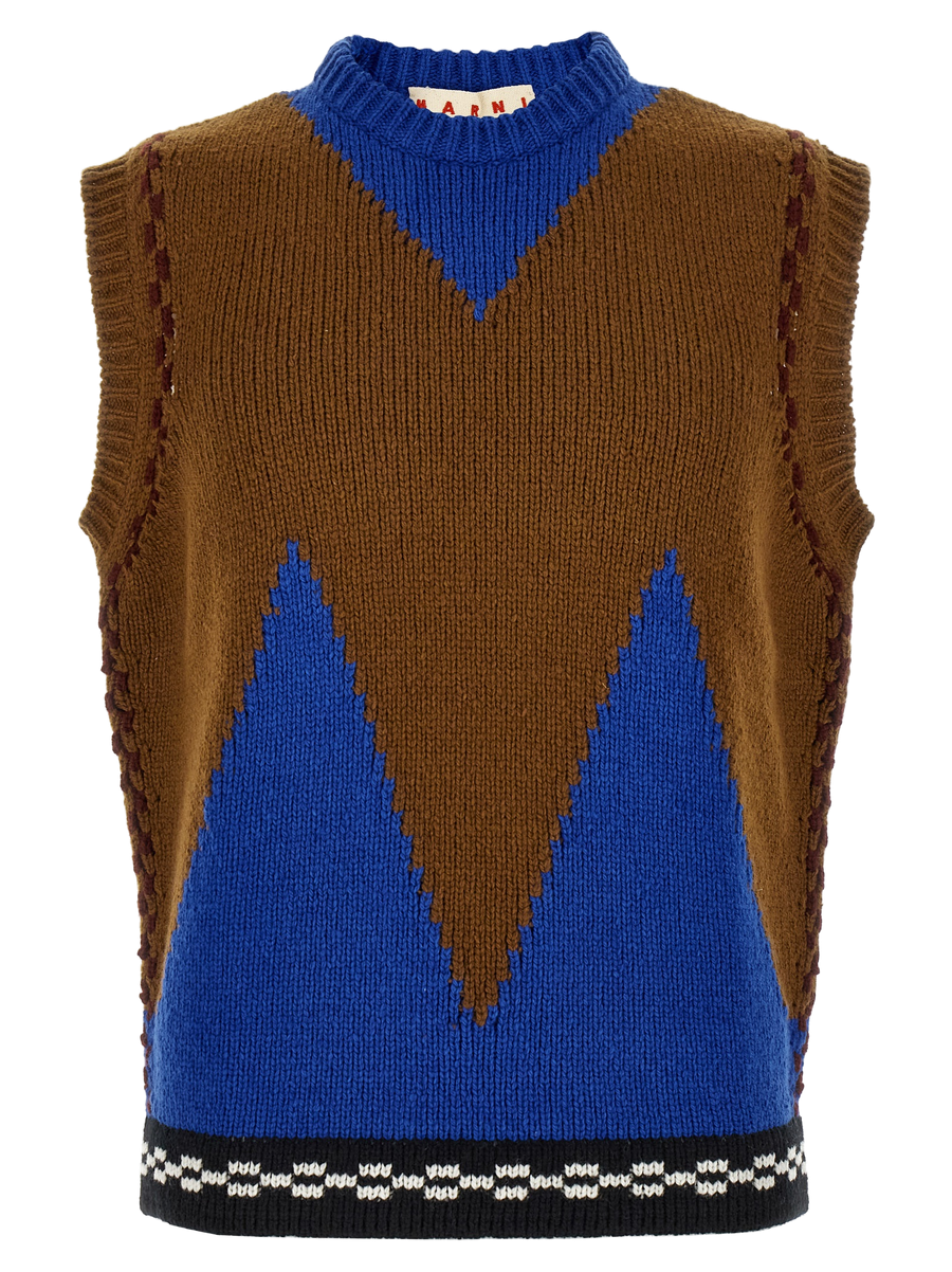 Marni 100% wool vest in multicolor