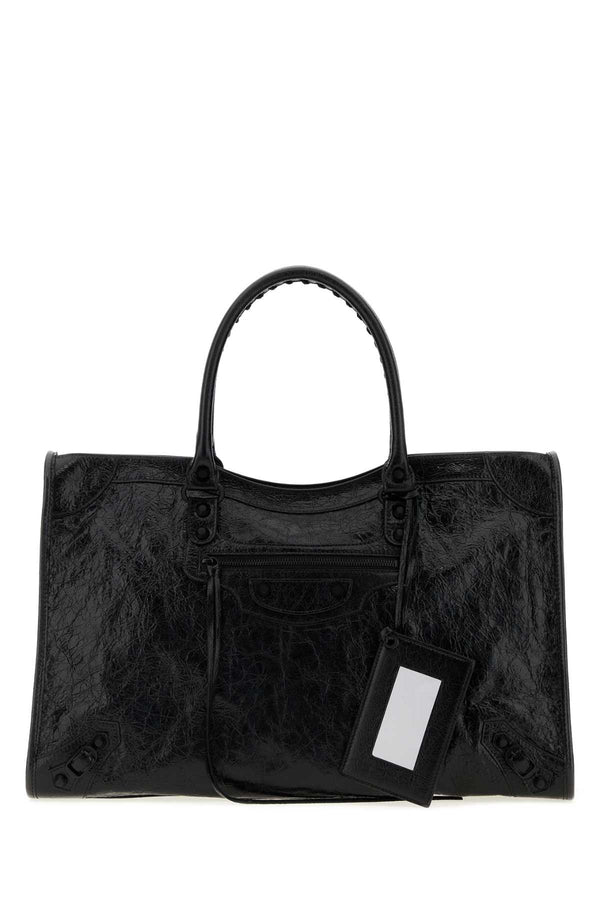 Black Leather Large Le City Shopping Bag Borse A Mano