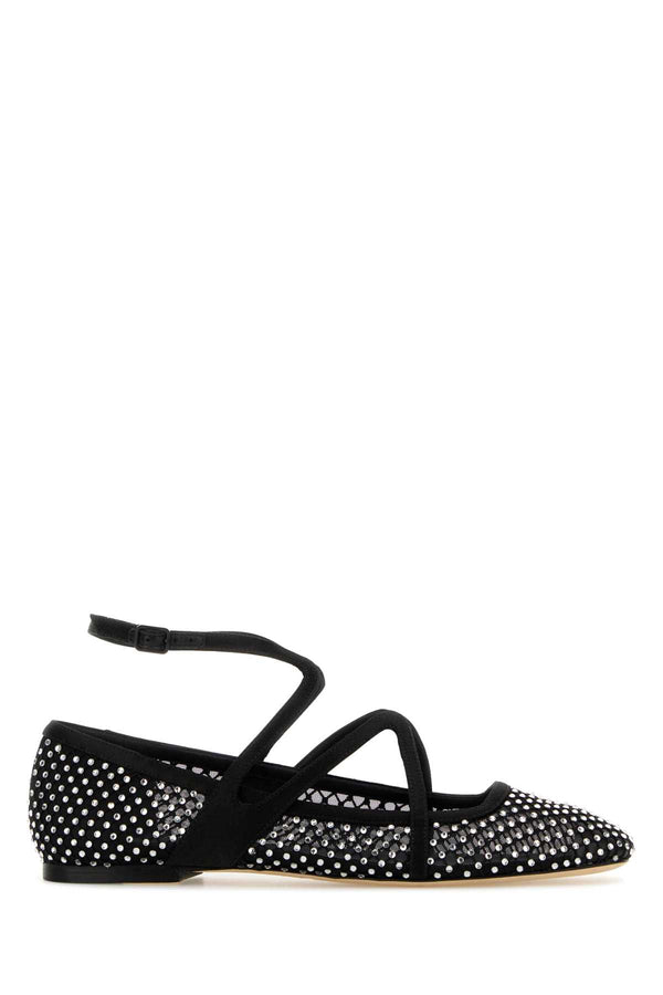 Embellished Mesh Astoria Ballerinas Blackcrystal Ballerine