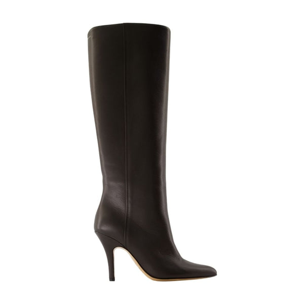 MM6 Maison Margiela Calfskin heel boot in black