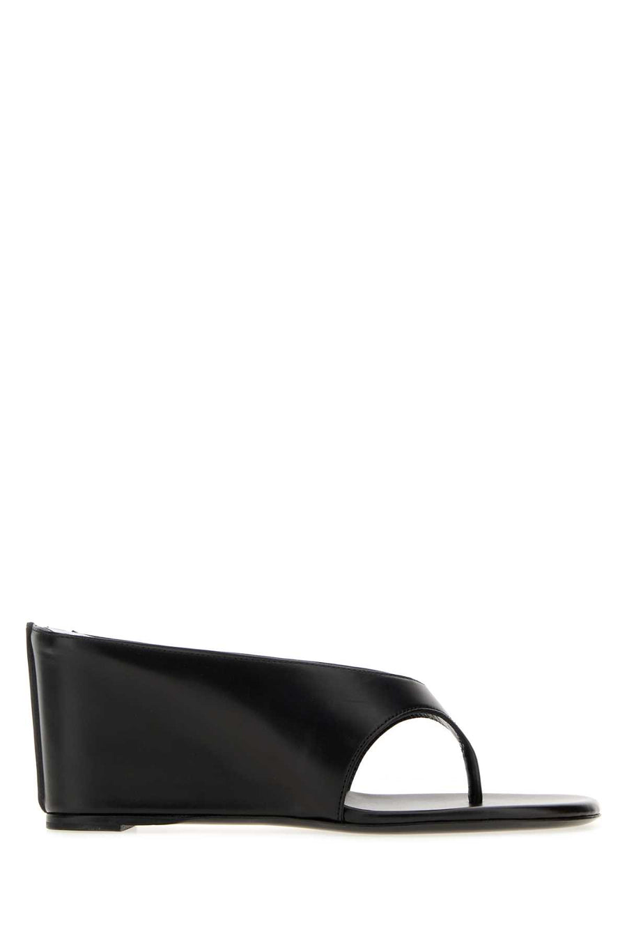 Black Leather Yaga Thong Mules Scarpe Con Tacco