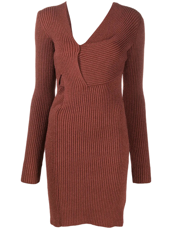 Bottega Veneta Silk blend knitted dress in brown