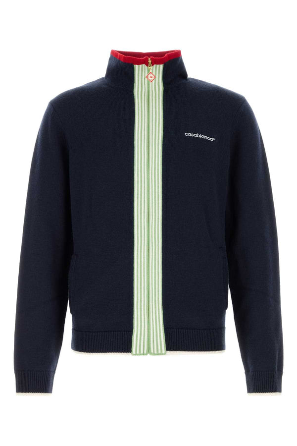 Casablanca 100% Merino wool cardigan in navy