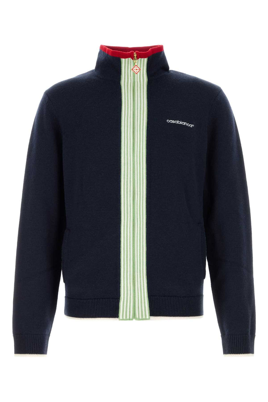 Casablanca 100% Merino wool cardigan in navy