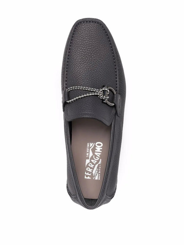 Ferragamo Leather driving loafer in gray
