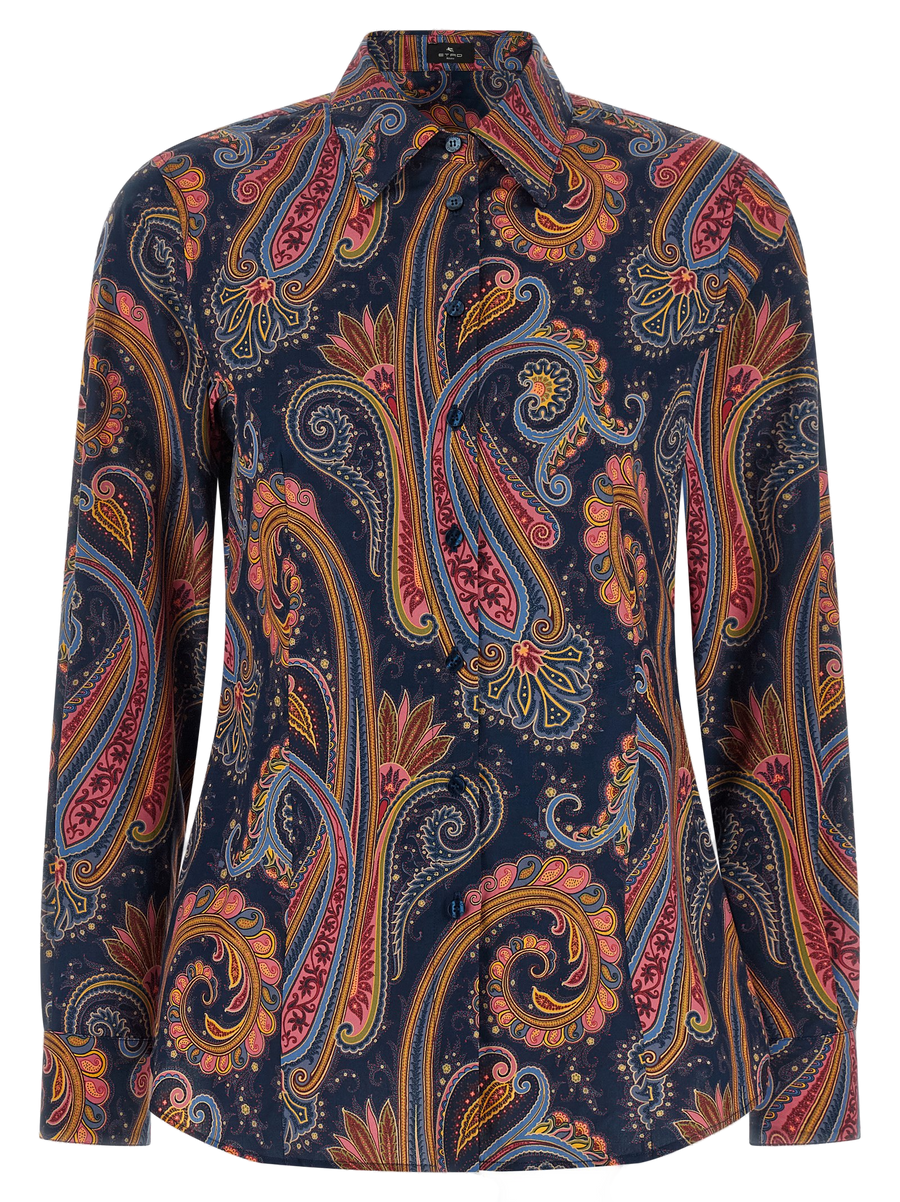 Etro 97% cotton blouse in navy