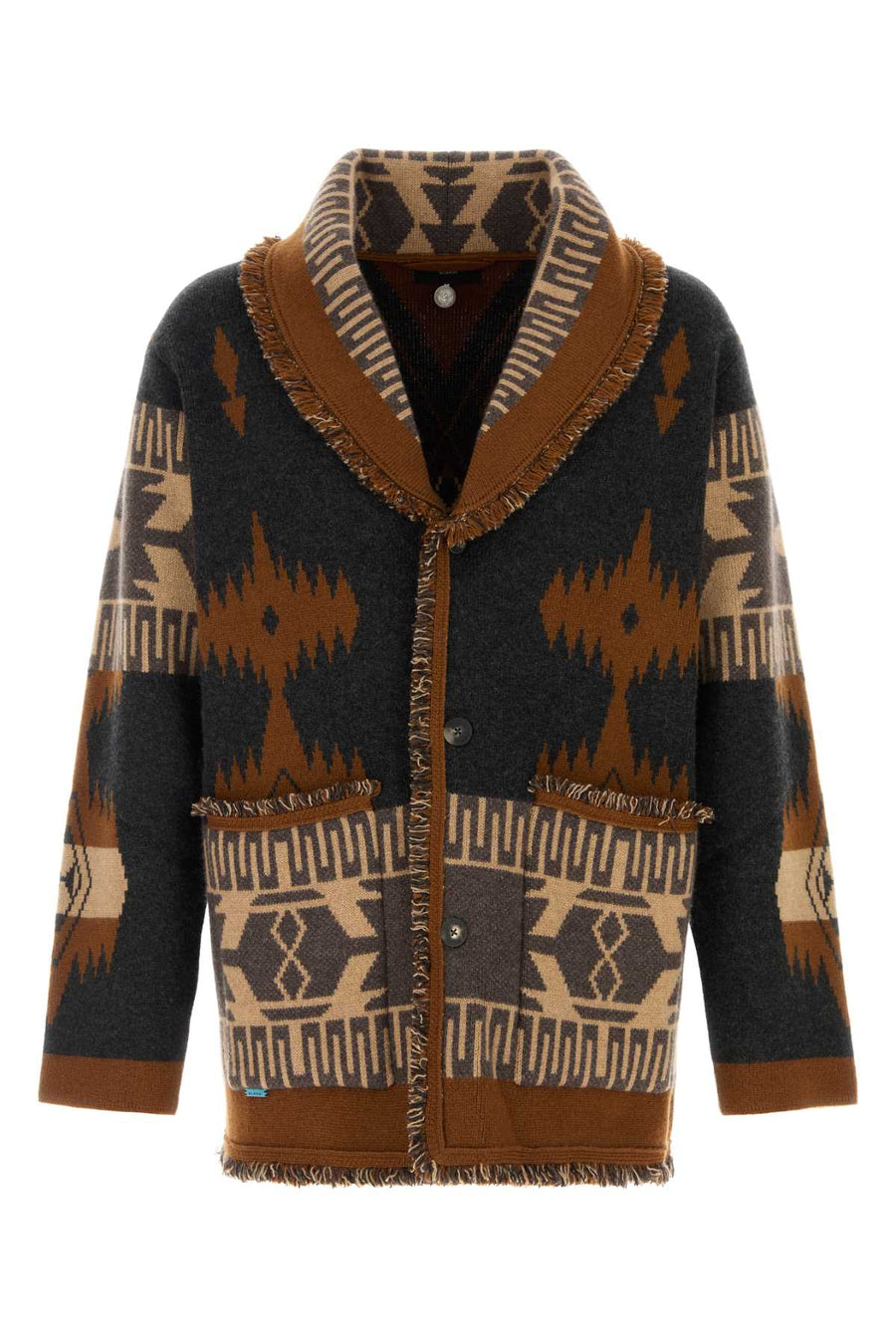 Embroidered Cashmere Icon Cardigan Charcoaltabacco Exterior: Maglie