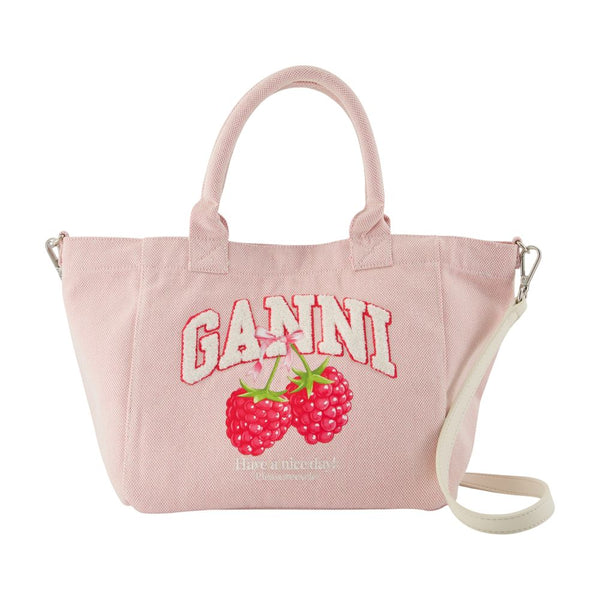 Ganni Cotton tote bag in pink