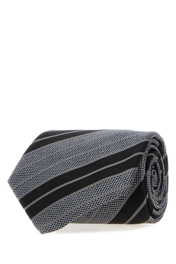 Embroidered Jacquard Tie Blacklightgrey Exterior: Silk Lining: Cravatte E Papillon