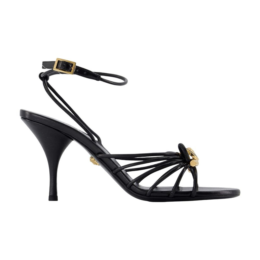Versace lambskin heel sandal in black