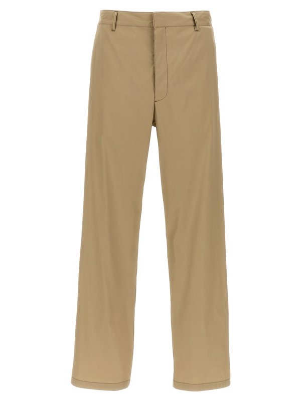 Beige Cotton Casual Pants