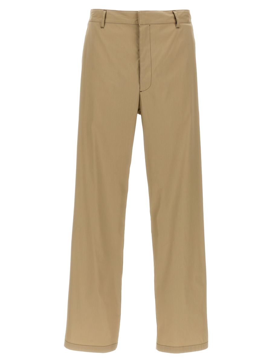 Beige Cotton Casual Pants