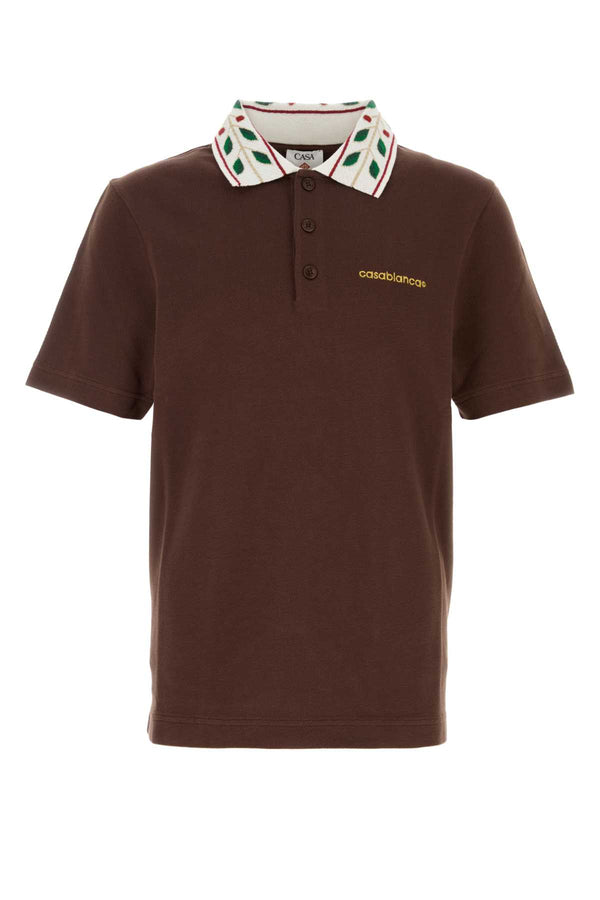 Brown Piquet Polo Shirt Exterior: Organic Cotton Maglieria
