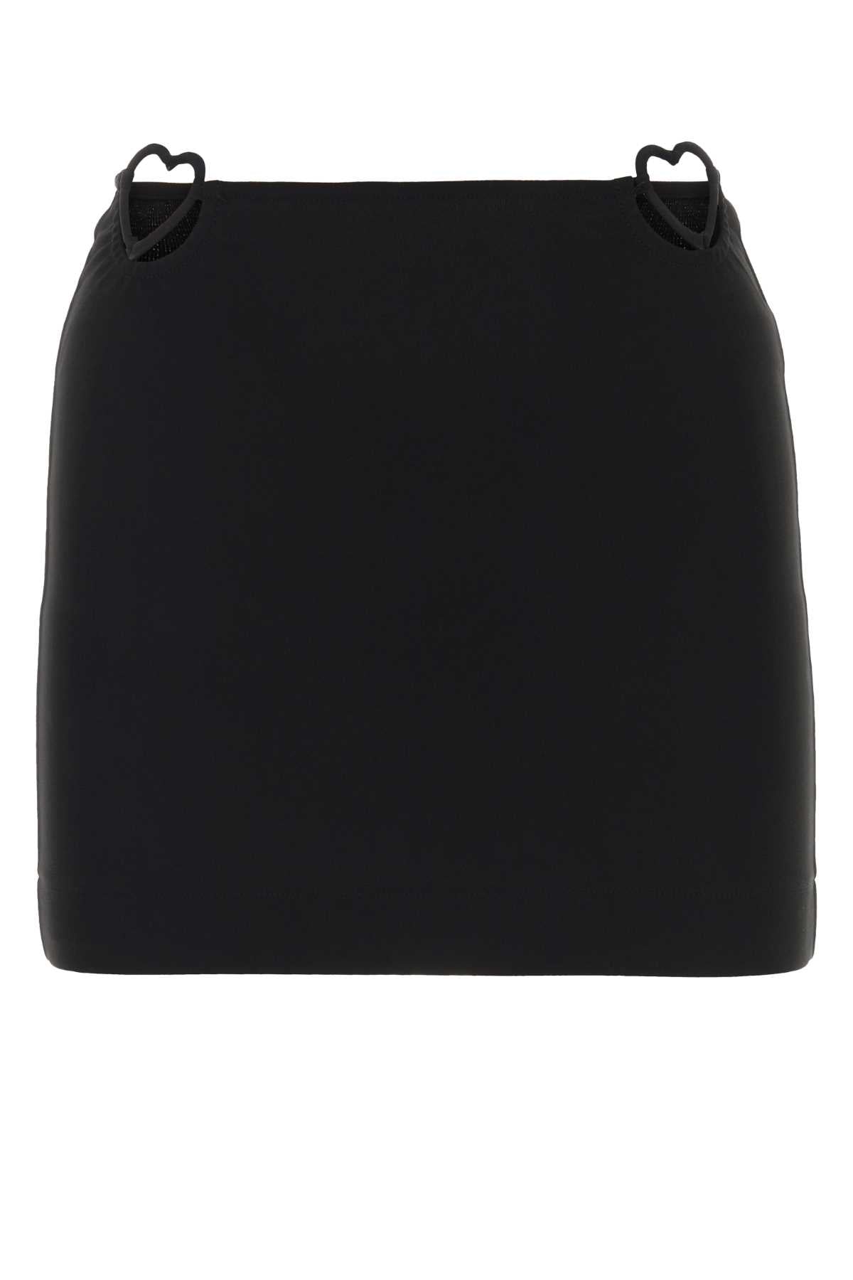 Black Viscose Blend Mini Skirt Exterior: Nylon Gonne