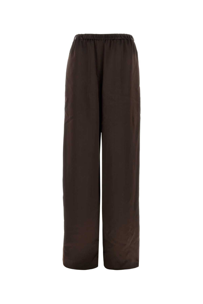 Dark Brown Satin Palazzo Pant Expresso Exterior: Viscose Cupro Pantaloni