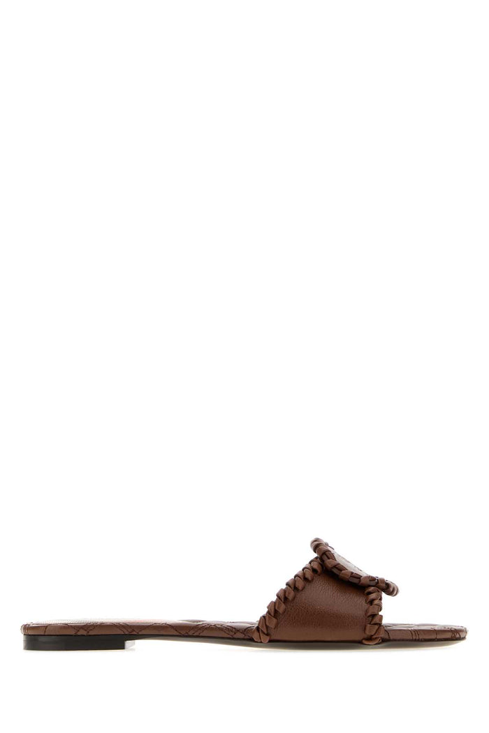 Chocolate Leather Slippers Saddlebrown