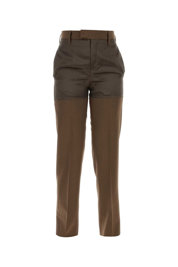 Brown Polyester Blend Pant Chestnut Pantaloni